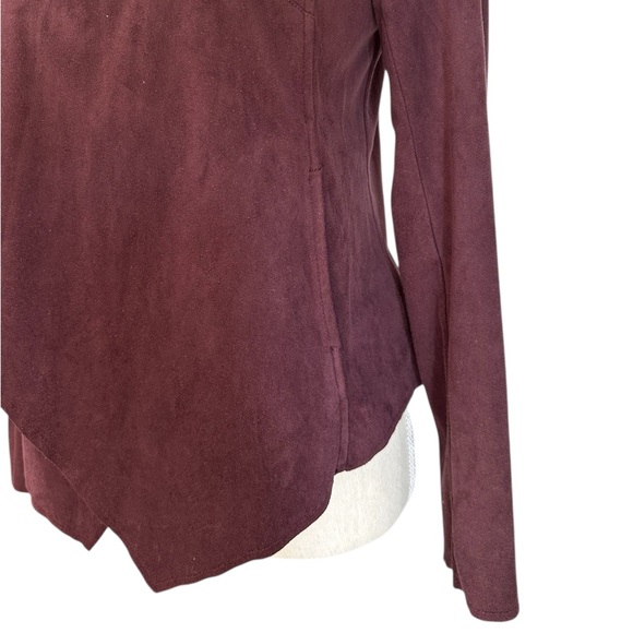 Kit from the Kloth Vegan Suede Draped Jacket Burgundy  Women’s Size Small Petite - Picture 6 of 15